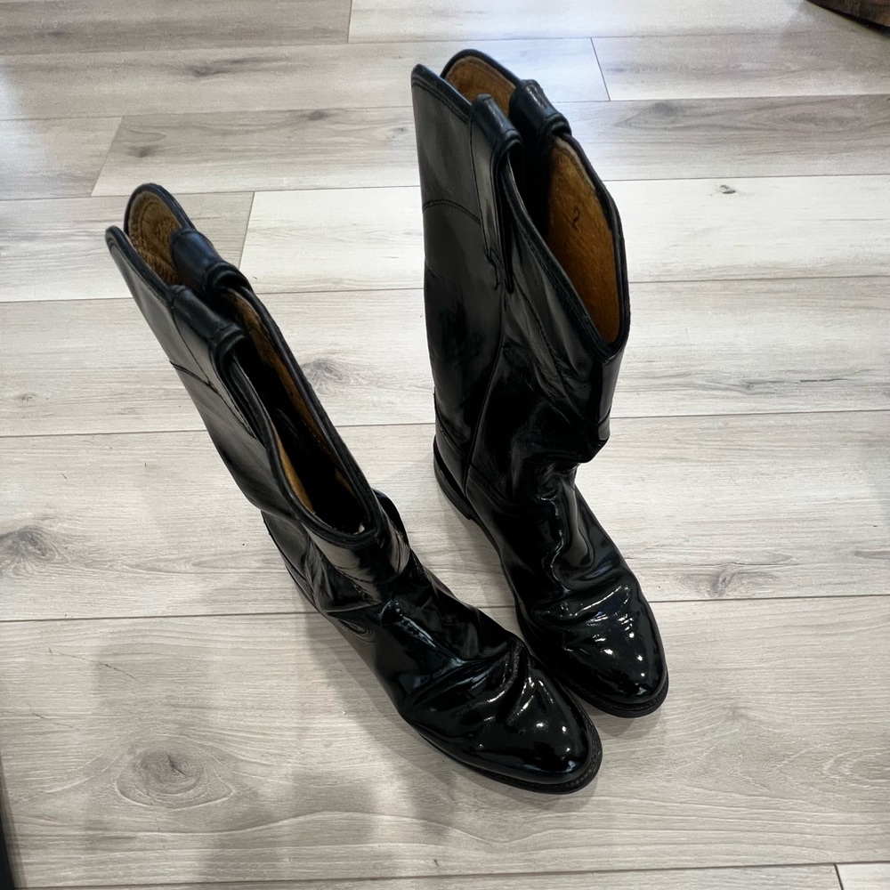Black Leather Cowboy Boots